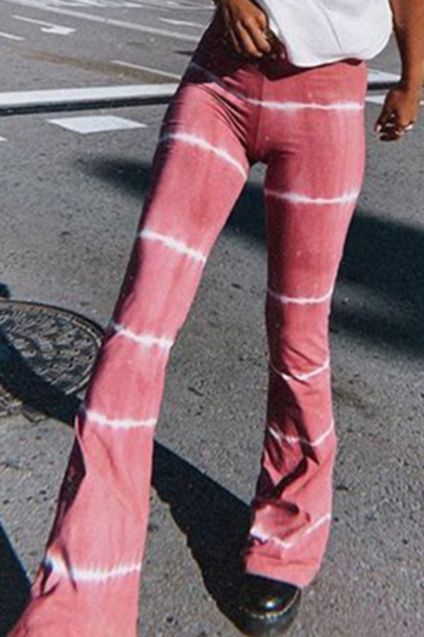 Fashion Street Print Boot Cut High Waist Bottoms(11 Colors)